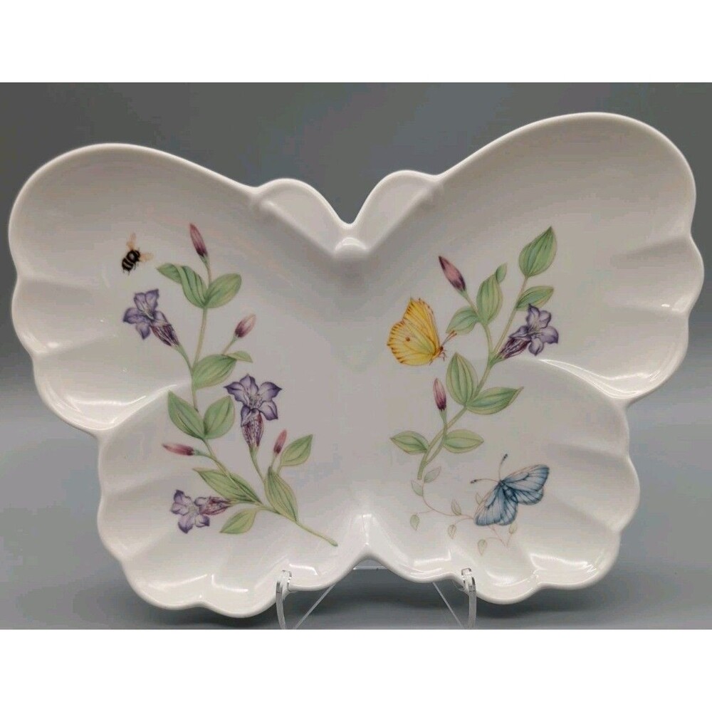 Lenox Butterfly Meadow Hors D’Oeuvre Plate Platter Snack Tray Floral Butterflies